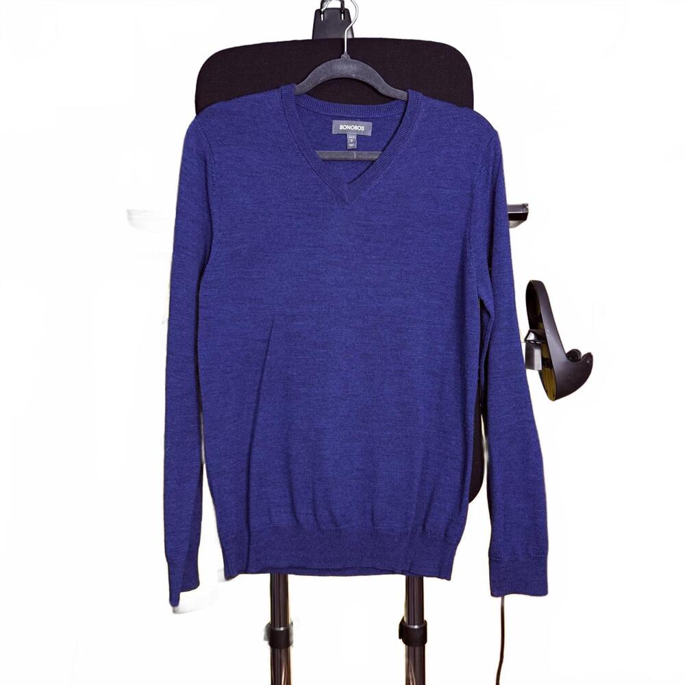Bonobos Men's V-Neck Sweater in Blue Size S